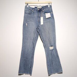 Ella Moss Jeans Womens 26 Juniors High Waist Crop Flare Distressed Raw Hem